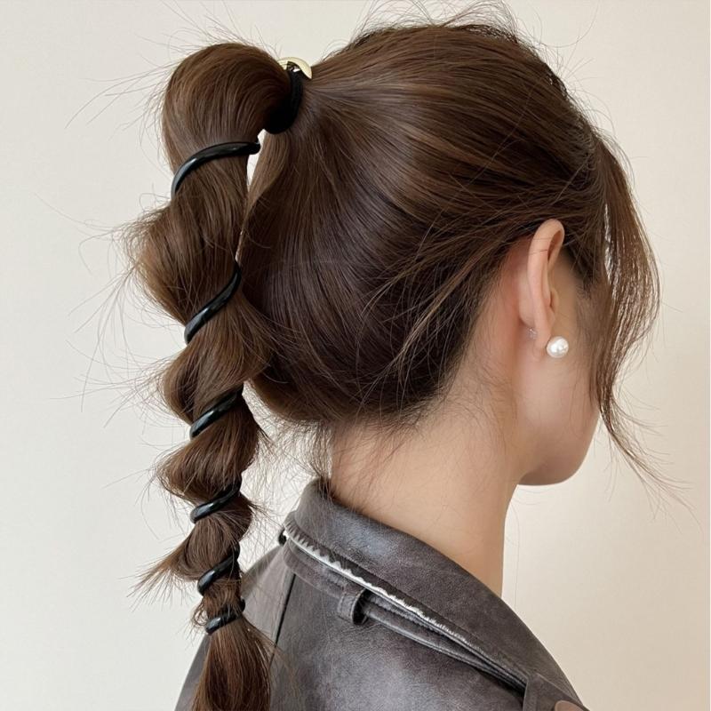 Elegant Coiled Elastic Hair Scrunchies for Girls and Ladies Gift Coiled Hair Ties Telephone Cord for Women And Girls