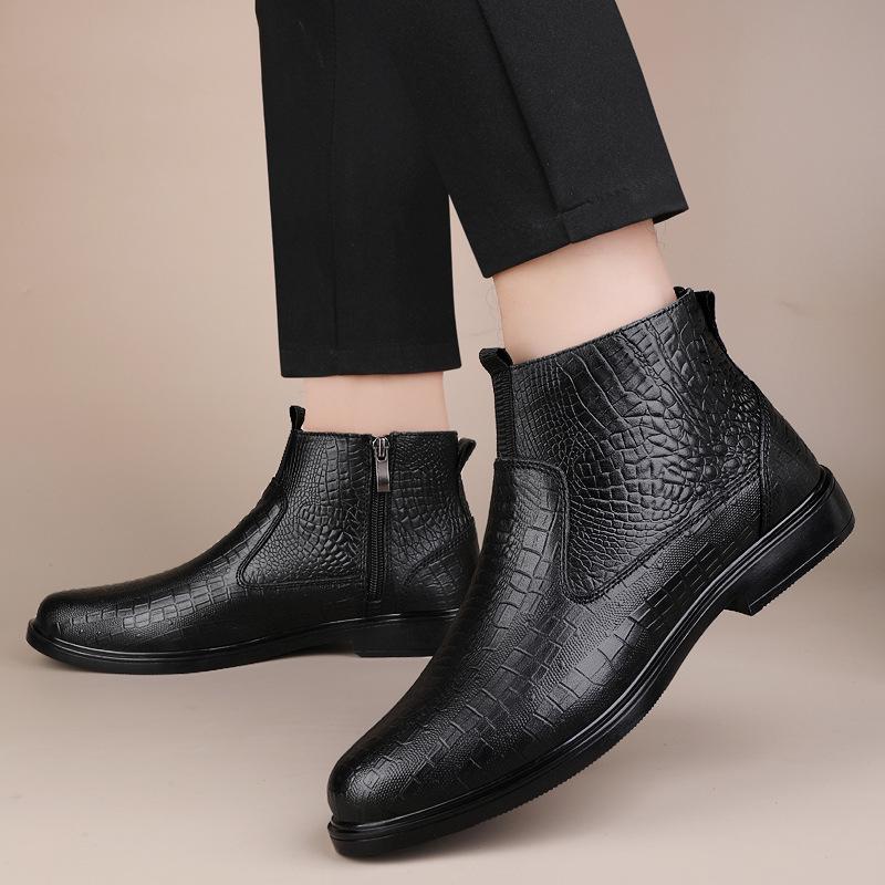 Fashion leather boots autumn and winter high-top sleeve genuine leather cowhide surface foot sleeve casual business leather shoes daily versatile
