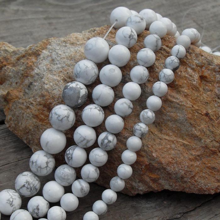 Natural White Turquoise Round Beads, 4-14mm: DIY Jewelry Making Accessories 4mm strand