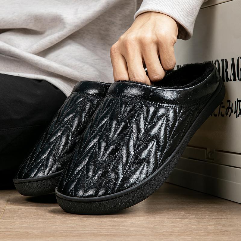 Ultra-Light Plus Size Warm Cotton & Microfiber Leather Slippers