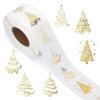 Christmas Stickers for Cards 500 Pieces Clear Tree Sheet 2.5cm/1-Inch Adhesive Transparent Gold Foil Holiday Stickers Roll