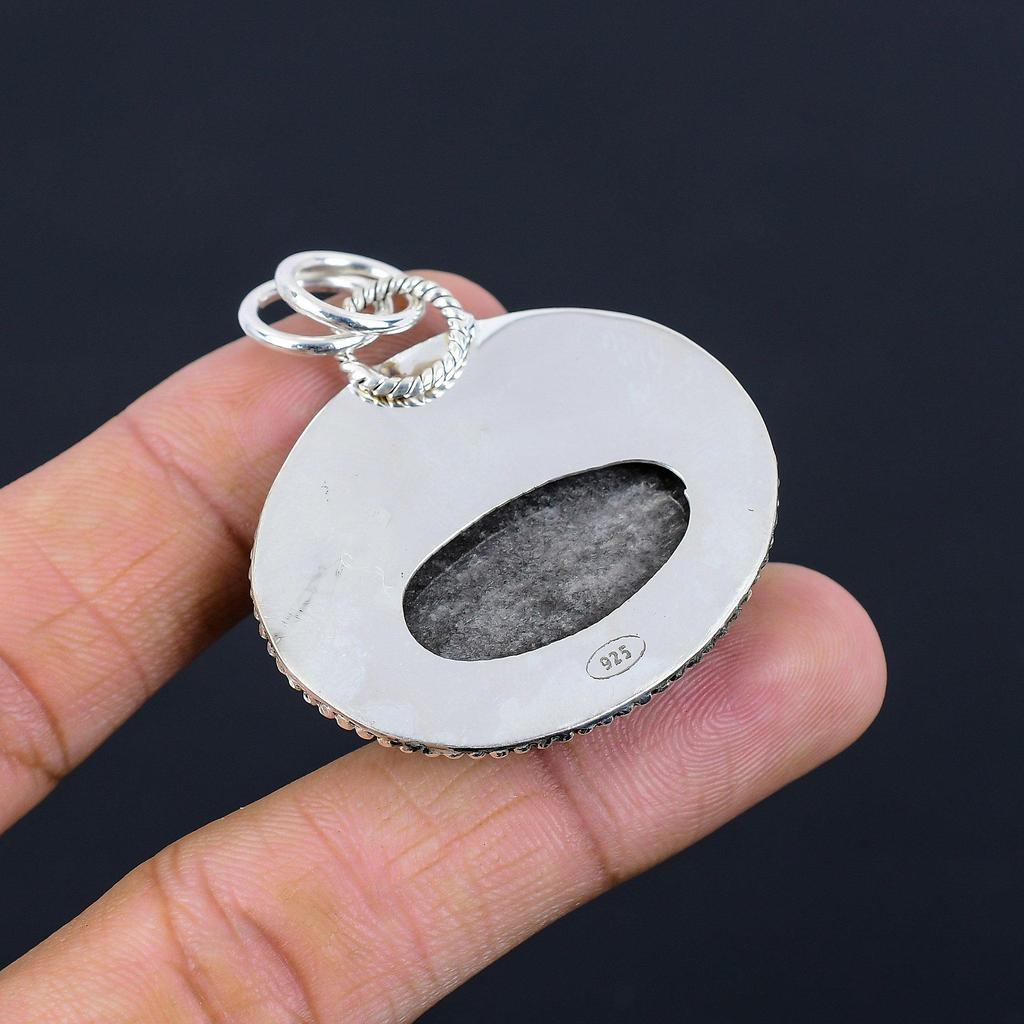 Natural Silver Sheen Obsidian Gemstone Pendant 925 Sterling Silver For Girls
