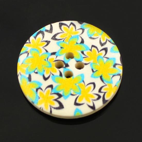 25Pcs 30mm 4 Holes Multicolor Wooden Buttons for Scrapbooking Sewing DIY Beads