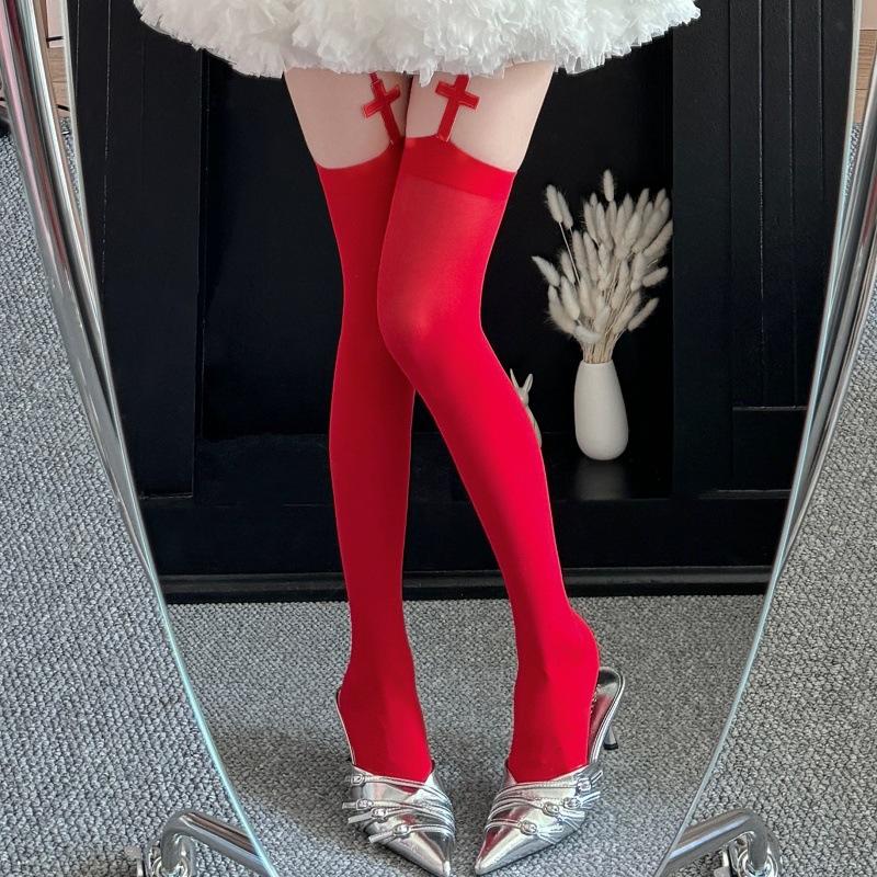 Candy Knee Socks Trend Internet Celebrity Japanese And Korean Long Socks Over Knee Socks Solid Color High Stockings Suspender Socks