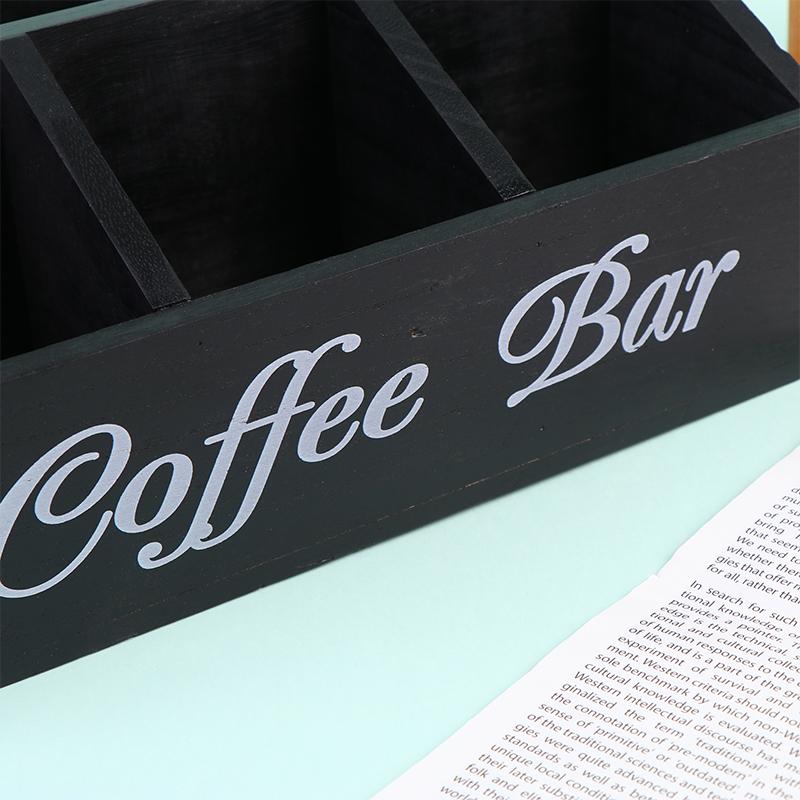 Eine Boutique-Kaffeeaufbewahrungsbox | Klassischer mehrzweckiger Holzorganisator für Kaffeezubehör, Regalkörbe