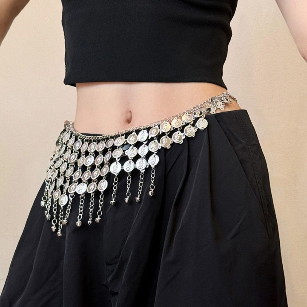 Bell Metal Tassel Waist Chain Vintage Ethnic Style Belt Bohemian Style Waistband Beach Accessories
