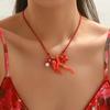 Modern Coral Ceramic Jewelry Necklace Adjustable Clavicle Chain Comfortable Wear Jewelry for Daily Use or Celebrations