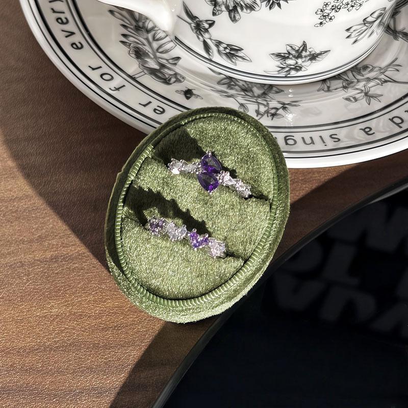 Elegant Purple Diamond Ring: Women's Cool, Simple, Light Luxury Index Finger Jewelry in Cold Style