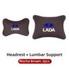 Leather Car Headrest Lumbar Support Backrest Neck Pillow Accessories For Lada Priora Sedan Sport Kalina Granta Vesta Niva Largus