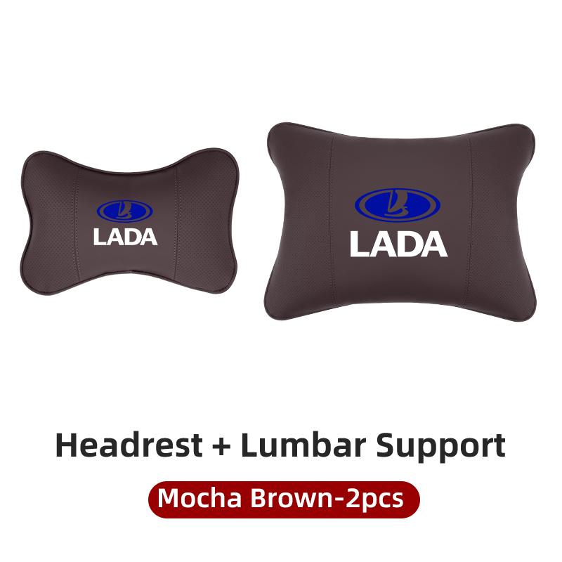 Leather Car Headrest Lumbar Support Backrest Neck Pillow Accessories For Lada Priora Sedan Sport Kalina Granta Vesta Niva Largus