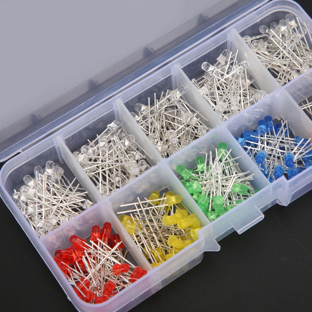 300Pcs Diode 6 Color LED Light  Small Luminous In Line Lamp Beads Red Green Yellow