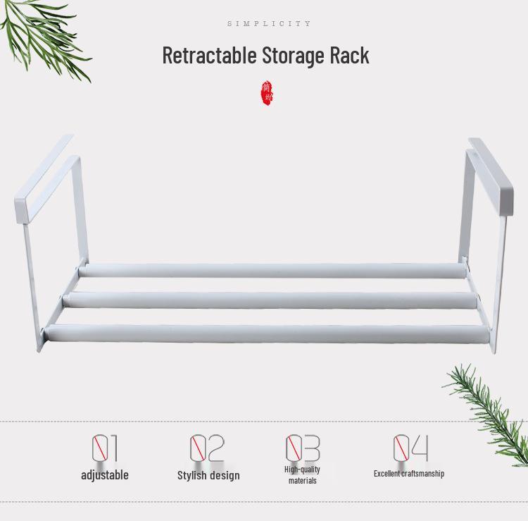 Retractable Shoe Cabinet with Dividers and Under-Hanging Baskets - Easy Install Storage Organizer.