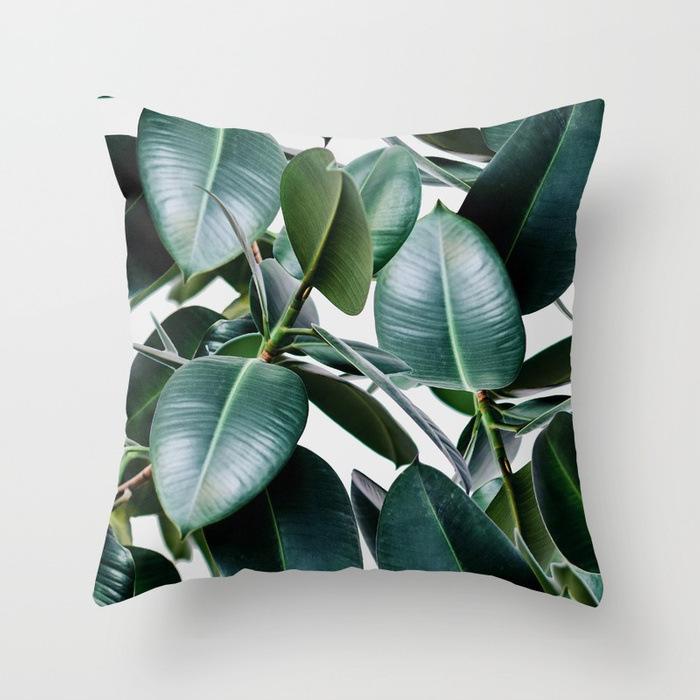 Fashionable Tropical Plant Polyester Pillowcase Office Fabric Sofa Cushion Cover Home Peach Leather Velvet Pillowcase