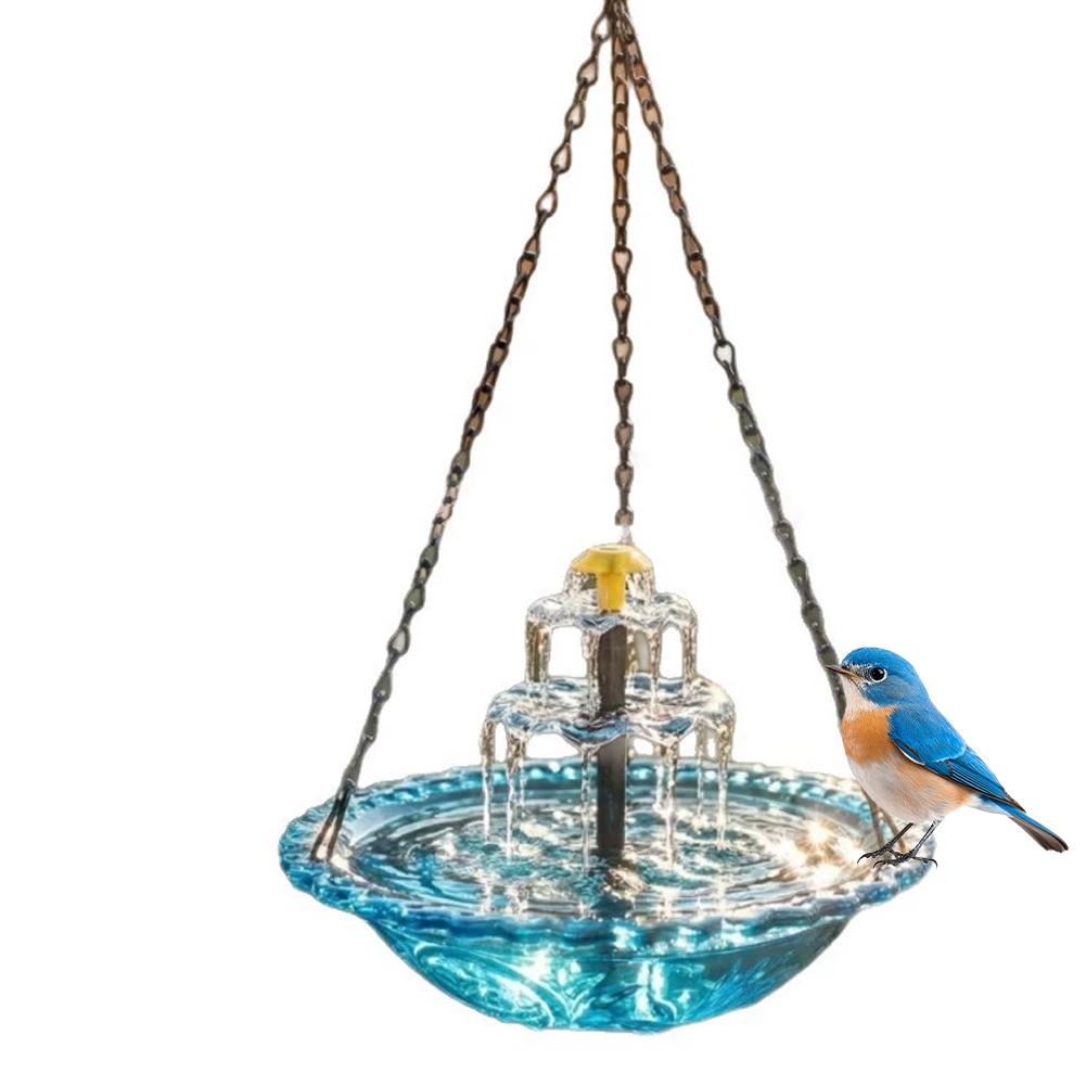 

Waterfall Hanging Bird Bath Fountain Garden Courtyard Terrace With Fountain Bird Bathroom With Hook Bird Drinking Tray Outside Blue New nozzle