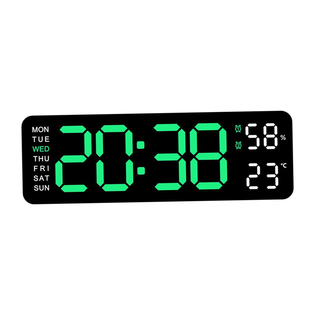 LED Wall Clock Humidity with Date Automatic Brightness Dimmer Desk Clock for Kitchen Office Bedroom Home Background Living Room