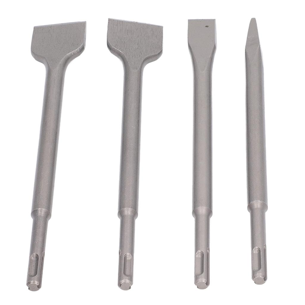 4PCS Electric Hammer Chisels Round Shank Point and Flat Chisel Set for Stone Concrete Brick Wall