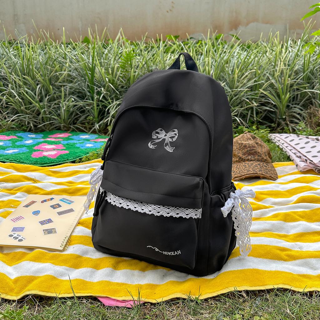 Schoolbag schoolbag for girls, simple and versatile for junior high school students, niche Japanese ins solid color large-capacity backpack for high