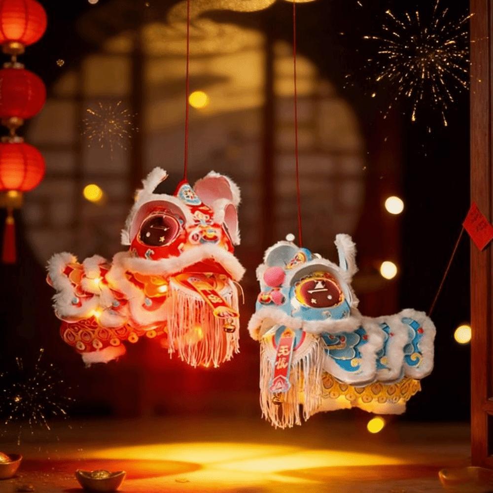 DIY Material Package New Year Lion Dance Lantern Luminous Hand-held Lantern  Children Craft