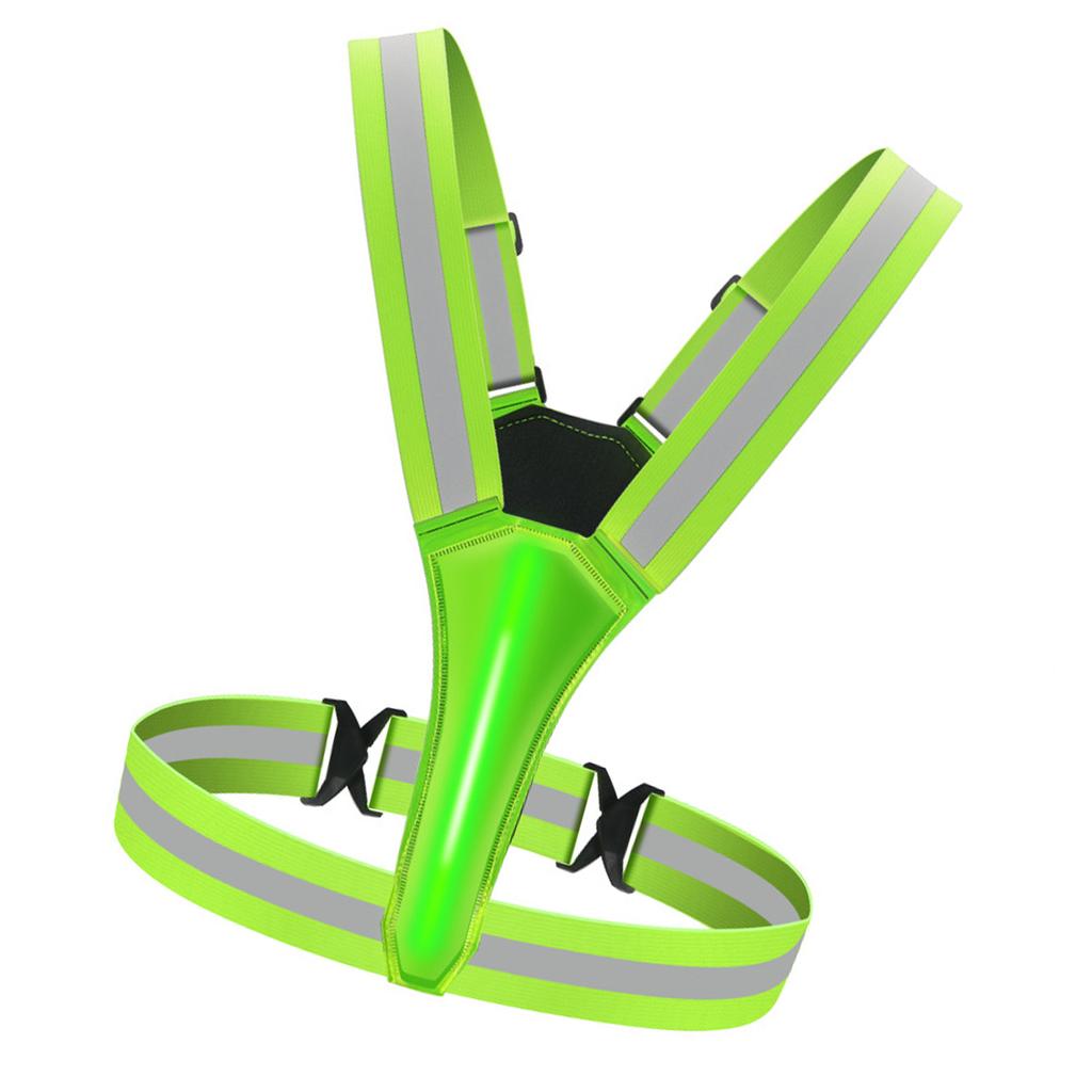 Led Reflective Running Vest Light with Strap High Visibility Up to 300m Elastic Fabric for Adults Kids