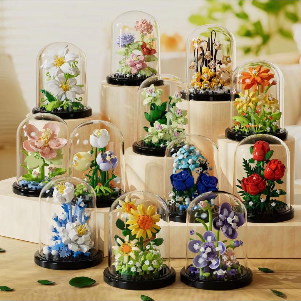 Blumen Steine Konstrukteur Set Mikro Bausteine Kinderspielzeug Erwachsener Partikel Baustein Mini Mädchen Geschenke Dekoration Haus