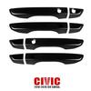 For Honda Civic 10th Gen 2016-2026 Car Carbon Fiber Style Black Exterior Door Handle Moulding Cover Trim Keyless Entry Decor