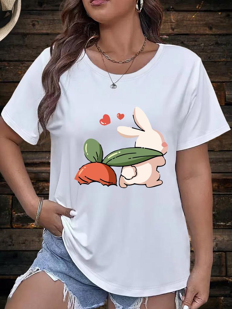 Fashionable Ladies round Neck Short Sleeve Pattern Print T-Shirt Stylish Casual Top for Women