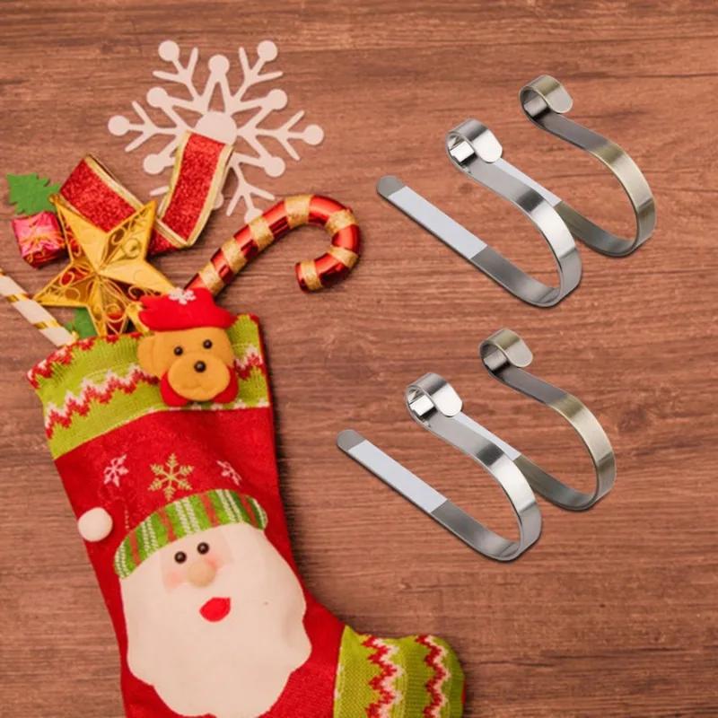 Gancho de meia de Natal Cabide de lareira Clipes de metal Suporte de meia de Natal Rack Fecho de joias Ganchos de suspensão de árvore de festa de Natal