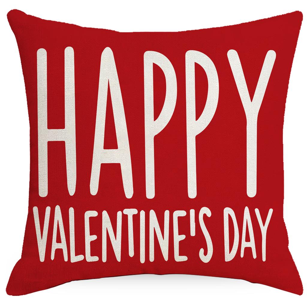 Valentine's Day Linen Pillow Cover Red Love Home Cushion Cover Cushion Home Decor
