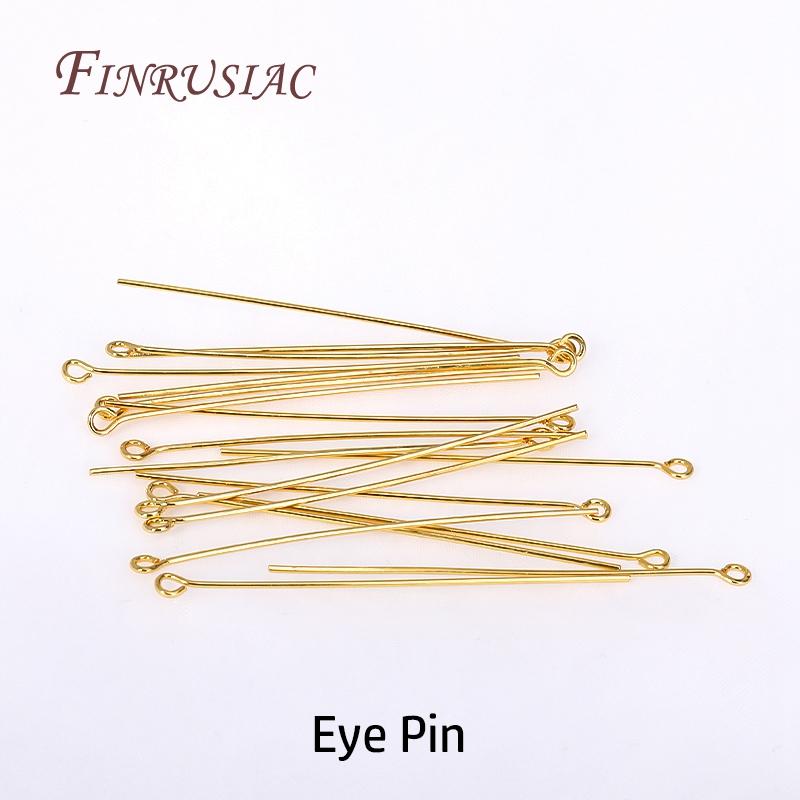 50Pcs/lot Pins For Jewelry 18K Gold Plated Ball Head Pin/Flat Head Pin/Eye Pins For Earrings Making Accessories DIY Findings