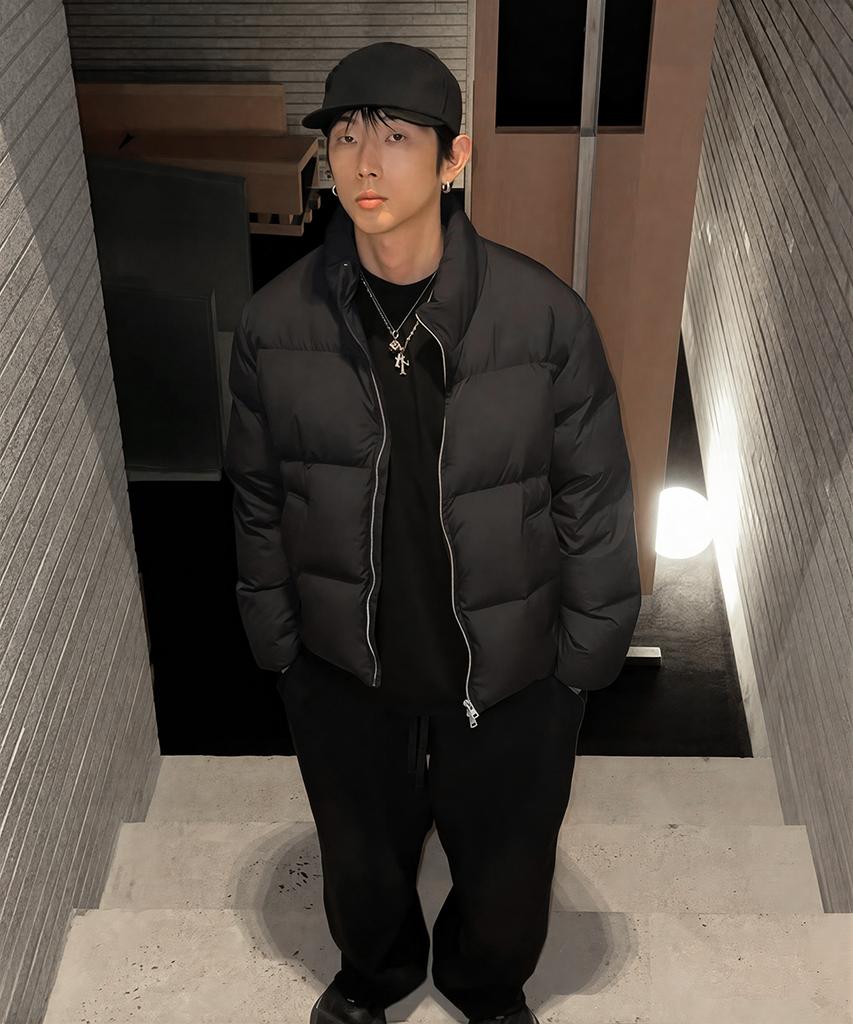 Maison Mined Basic Short Puffer Down Jacket Black