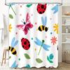 Colorful Insect Shower Curtain for Bathroom Decor Ladybug Dragonfly Butterfly Design