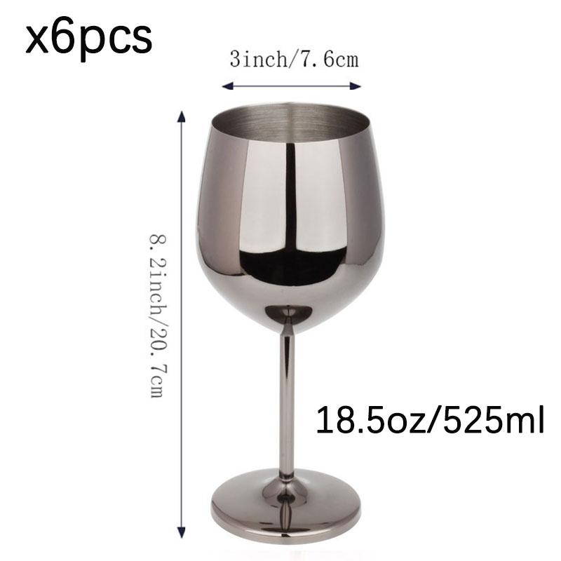 6pcs Stainless Steel Wine Glass,Champagne Glass, Whiskey Glass, Creative Metal Goblet Red Wine Glass, Barrel-Type Drop-Resistant
