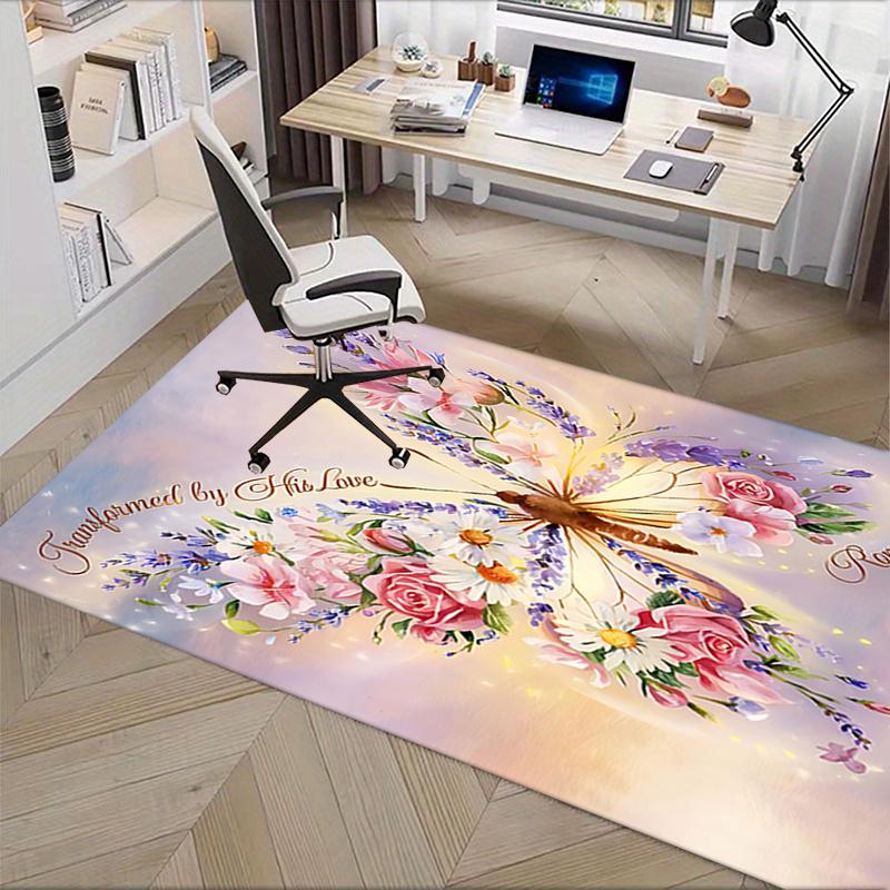 Transformed by His Love butterfly Chair Mat: Office Carpet, Oversized Rug for Home Decor, Sofa Mat, Desk Pad Gift Perfect for Bedroom, Living Room