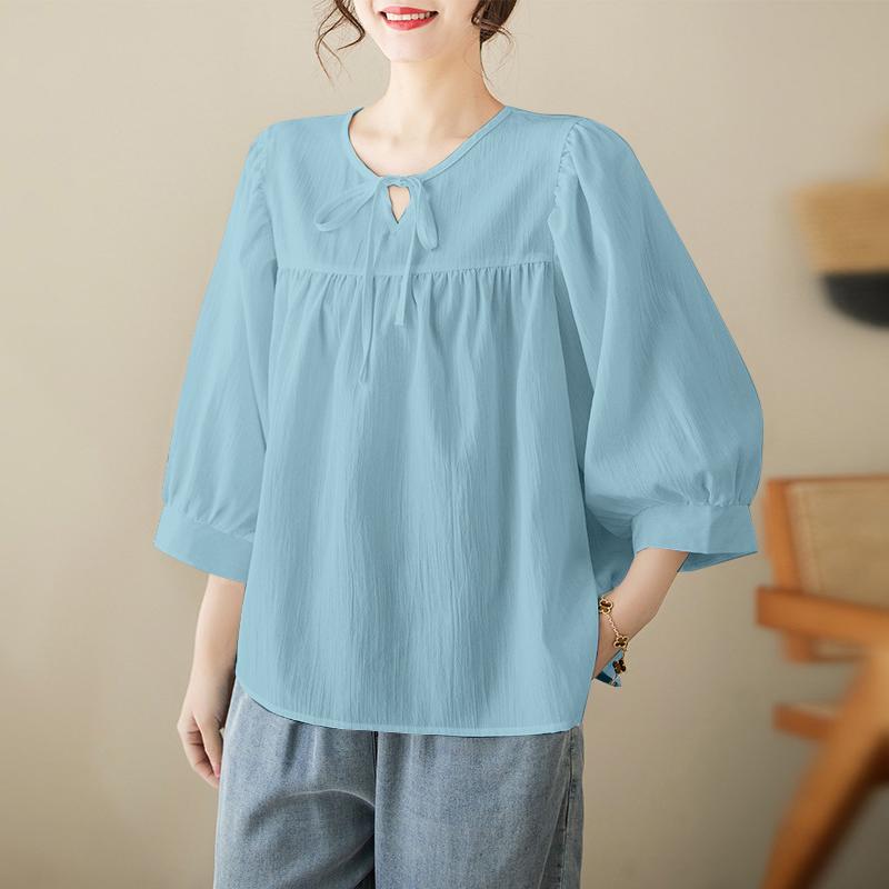 

ZANZEA Женская повседневная блузка с круглым вырезом и рукавом 3/4 5XL