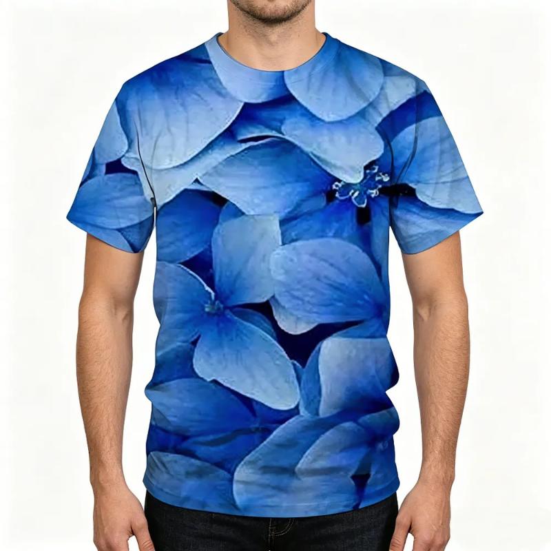 Fashion Women's Crew Neck Short Sleeve 3D Casual Color Printing Casual Short Sleeve Crew Neck T-Shirt
