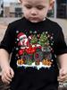 Natale Abbigliamento per Bambini Motivo alla Moda Stampa 3D Casual Girocollo Magliette a Maniche Corte Magliette Comode per Bambini