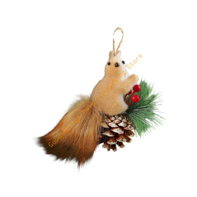 Christmas Tree Squirrel Hanging Ornament Artificial Squirrel Decoration For Christmas Tree Door Mantel Window Display 55KF