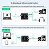 Stereo audio COOIDEA spolu s audio podporuje 1 vstup 2 výstupy nebo 2 vstupy 1 výstup a je přepínačem audio reproduktorů AUX pro mobilní telefony a 3,5mm přepínačem,