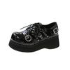 Fashion Punk Style Shoes Woman Platform Heel Metal Rivet Dark Bat Fashion Trendy Women Pumps Wedge Bottom Black School Student Shoes