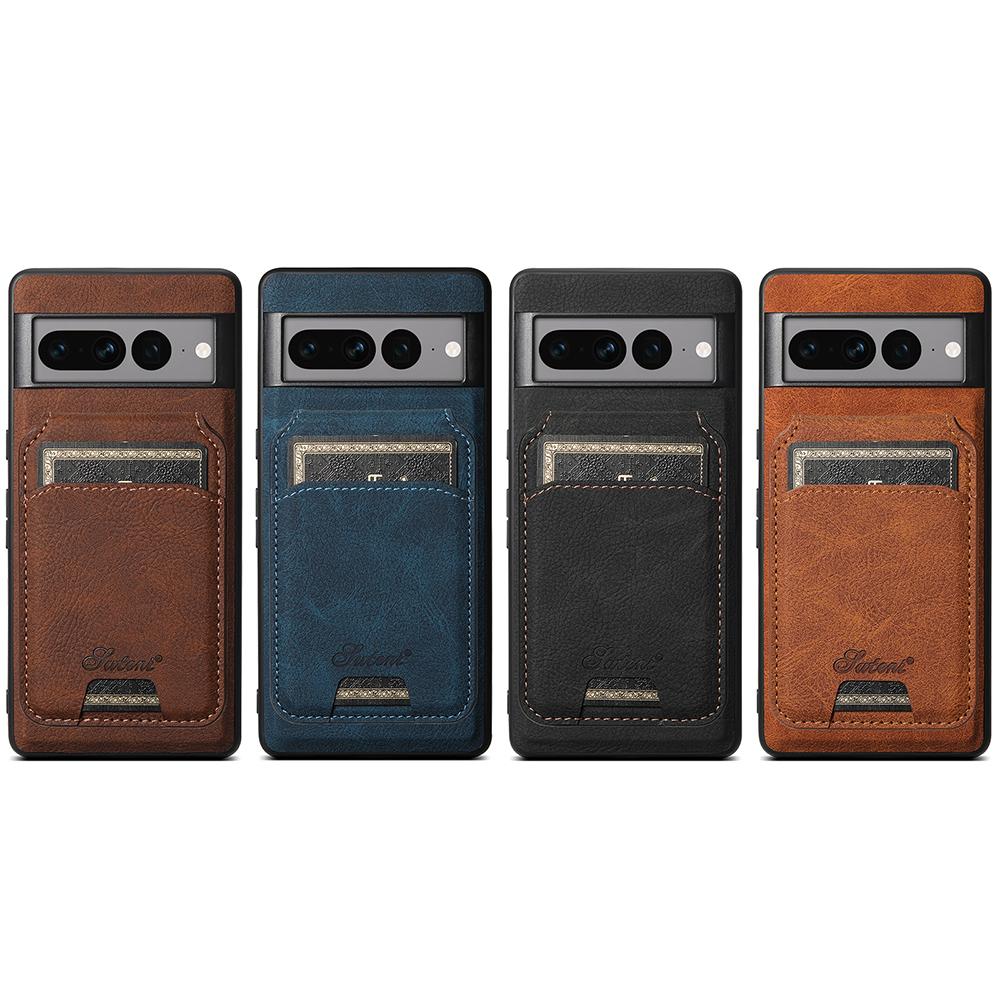Leather for Magsafe Case for Google Pixel 8 9 10 Pro XL 7 Pro 8A 10Pro Bracket Magnetic Back Cover with Card Holder L443