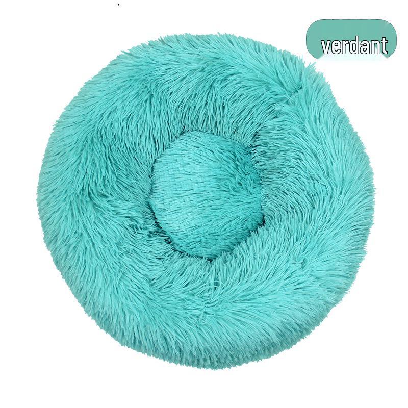 Round Plush Cat & Dog Bed – All-Season Warmth, Multi-Size Options for Small & Medium Pets