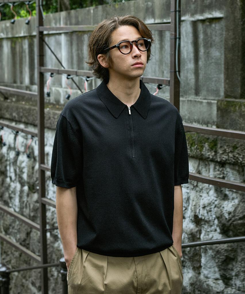 MINIMALPROJECT Linen-Like Cool Dry Half Zip Collared Short Sleeve Knit Mnt112 / 7 Colors