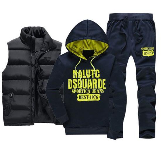 Men's Tracksuits Casual Set 3 Pieces Warm Vest Sweatpants Hoodie Letter Printed Plus Size 5XL Mens Joggers Set Sweat Suits