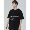 Black T-Shirt with Are You Drunk Yes No Text and Red X Print for Casual Wear