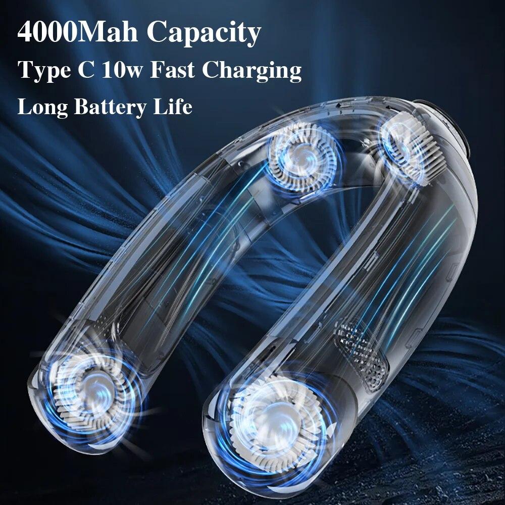 Bærbar nakkevifte 5000mAh usb oppladbar bladløs viftestilhet Mini elektrisk nakkebånd Bærbar klimaanlegg kjølevifter