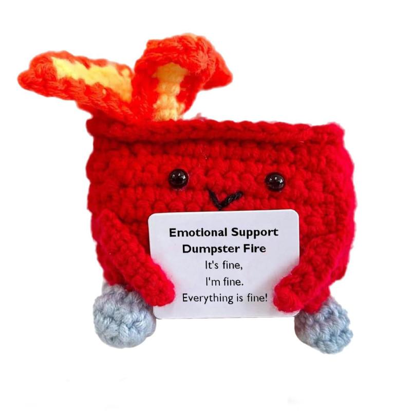 Adorable Handcrafted Crochet Emotion Support Plush Garbage Bin Decorative Figure Gift In Vibrant Colors For Modern Home Decor