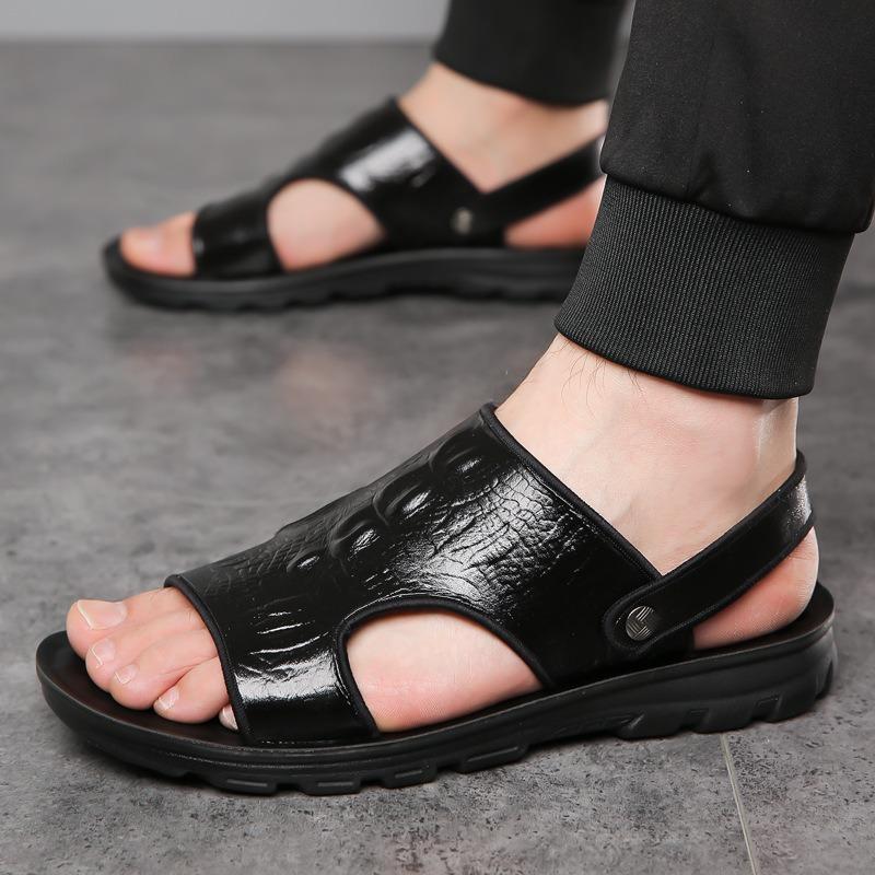 Fashion 2024 Summer Crocodile Pattern Men's Sandals Designer New Non-slip Outdoor Beach Man Shoes Casual Male Slippers
