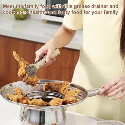 Fried Food Draining Rack Stainless Steel Kitchen Oil Filter Tray Draining Pan Round Strainer Colander Plate For Home Baking