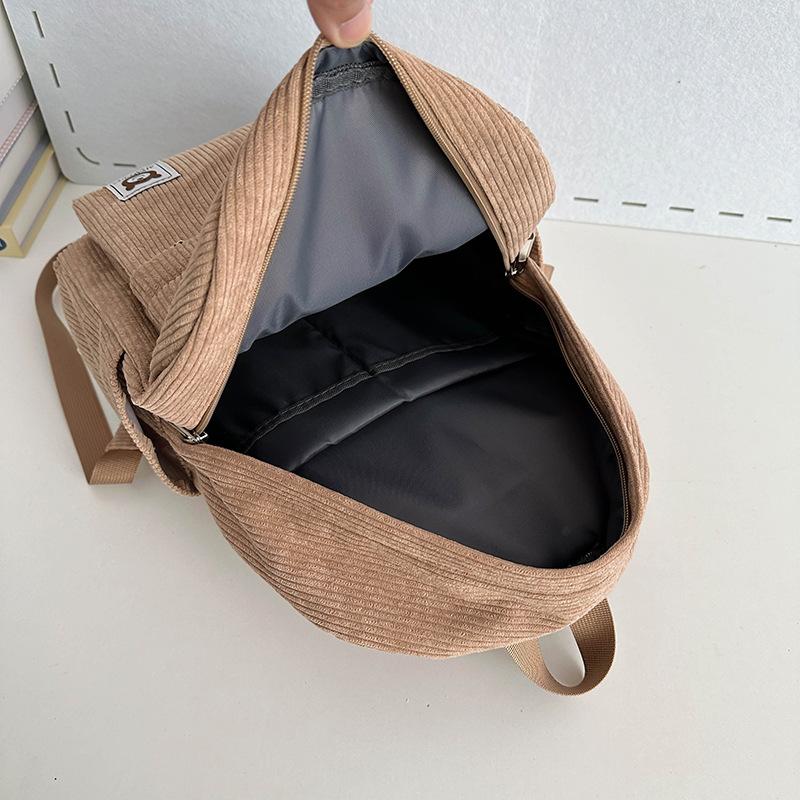 Mini Ryggsekk Dame Cordfløyel Ryggsekk Student Skoleveske