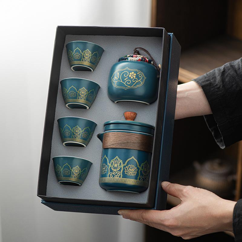 Kung Fu tea set ceramic business gift company corporate travel express cup one pot four cups gift box
